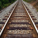 Train tracks in rural area.