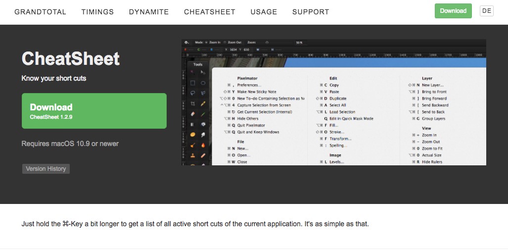 「CheetSheet」でMacのショートカットは完璧！使用中のアプリのショートカットを表示してくれる神アプリ