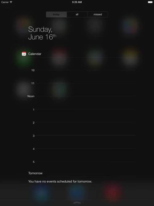 IOS7 ipad Notification Center