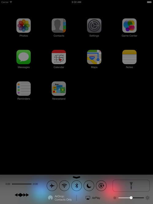 IOS7 ipad controlcenter