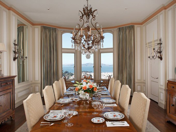 The dining room provides a great view of the water