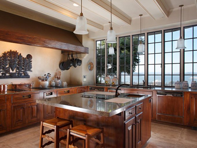 We love the cherry cabinets in the kitchen