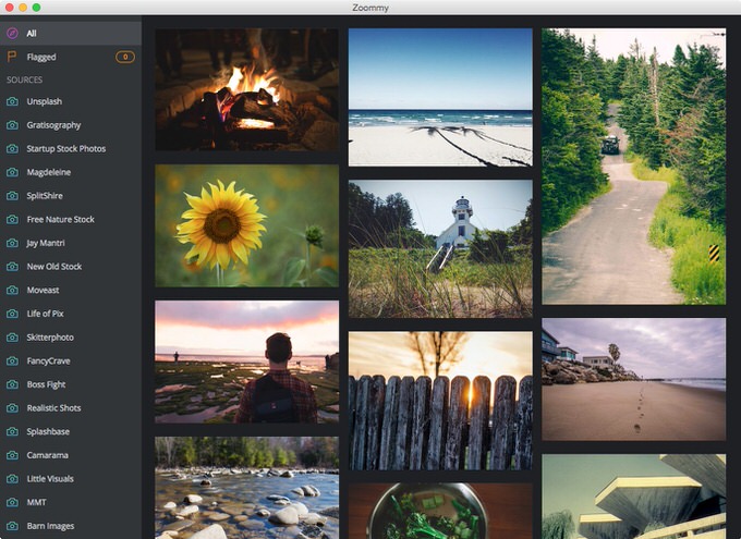 商用フリーの写真素材を配布する19サイトの写真素材を管理できるMacアプリ「ZOOMY」