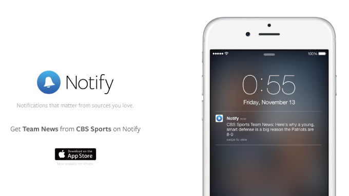 Facebookがニュースアプリ「Notify」を公開、最新ニュースをプッシュ通知