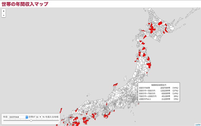 世帯の年間収入マップ