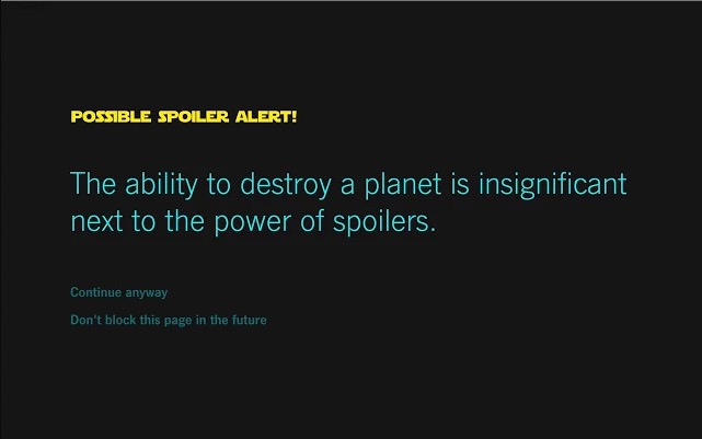 スターウォーズのネタバレ防止！Chrome拡張機能「Force Block」が公開中