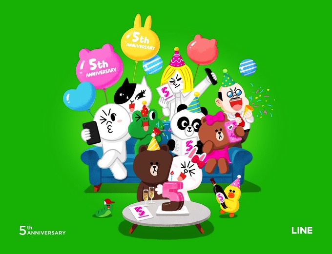 LINE、サービス開始から5周年を記念してLINEキャラスタンプ半額などの1日限定キャンペーンを開催！