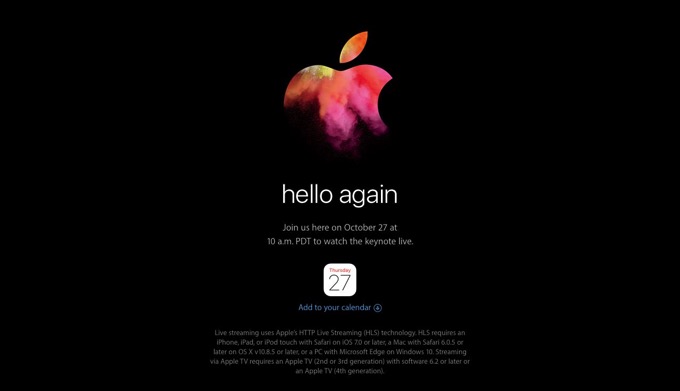 Apple、新型Macを発表するスペシャルイベント「hello again」を10月28日(日本時間)に開催