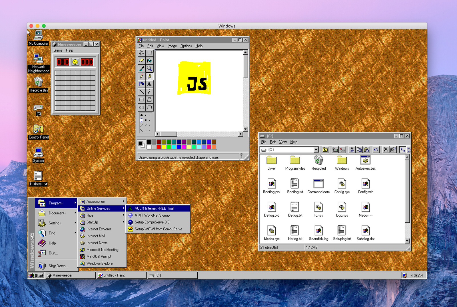 Windows 95がアプリになって登場！MacやWindows、Linuxなどで動作