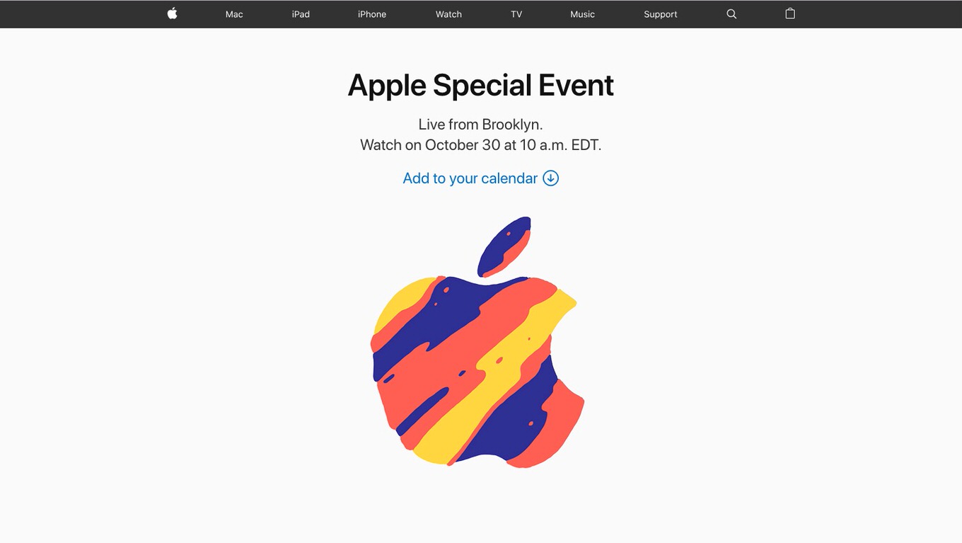 Apple、10月30日にスペシャルイベントを開催 今回は日本時間23時から