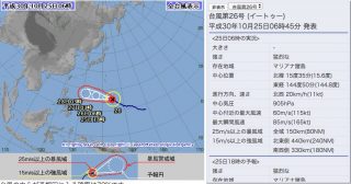台風26号「今年最強」に成長、進路予想や日本への影響は？